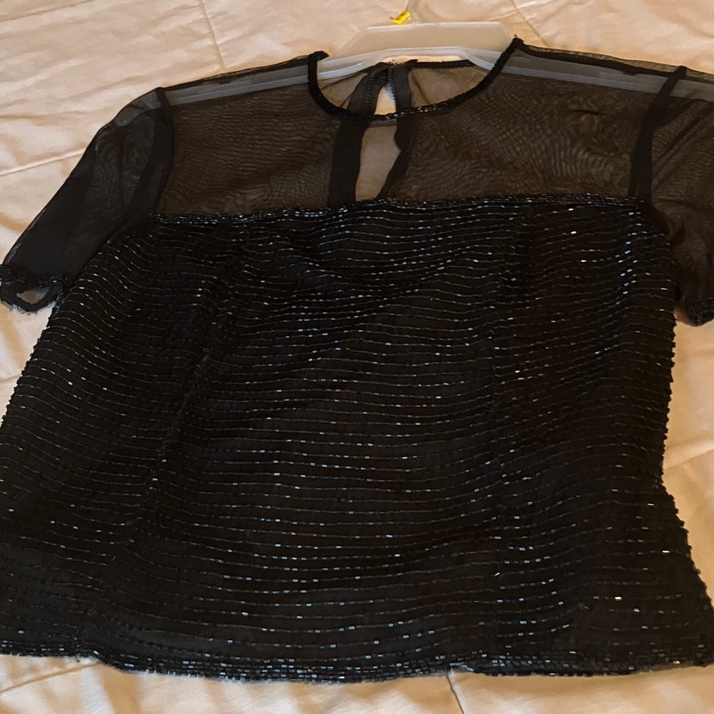 Source Unknown Black Sheer Blouse with Sequins